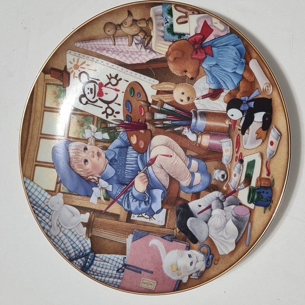 1993 Vintage Limited Edition Carol Lawson Collector Plate Art Class